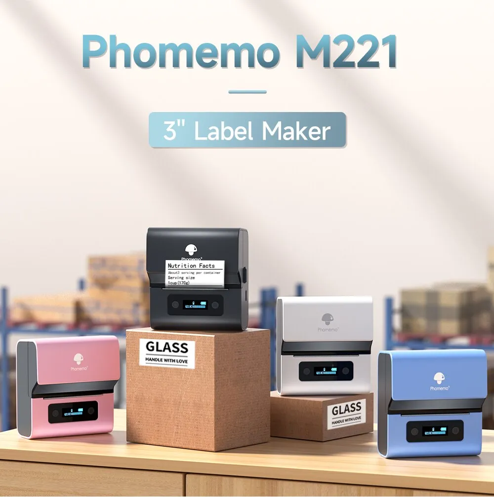 リアルフォメモM221 3インチ防水耐油バーコードプリンター - Label Maker のレビューと価格